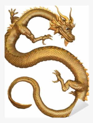 Lucky Chinese Dragon With Gold Metal Scales Sticker - Stock Photography