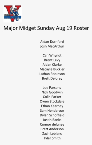 Midget Roster August
