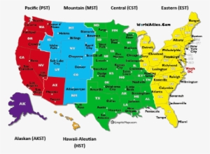 Central Standard Time , Mountain Standard Time (mst), - Us Time Zones Map