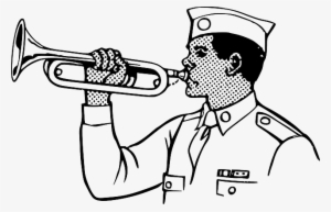 Music, Man, Young, Cartoon, Trumpet, Playing, Scout - Bugle Clip Art