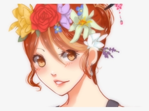 Anime Girl Flower Crown Pictures Png Anime Girl Flower - Cartoon