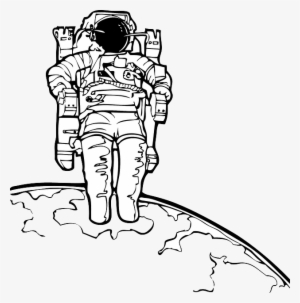 Science, Outline, Moon, Cartoon, Astronomy, Astronaut - Astronaut Black And White
