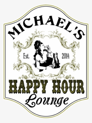 Personalized Happy Hour Lounge Wood Sign - Personalized Tasting Room Vintage Style Sign