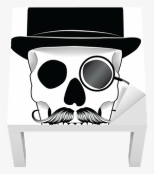 Illustration Of A Skull With Hat Mustache And Monocle - Moustache