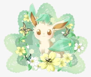 70 Images About Eevee - Leafeon With Flower
