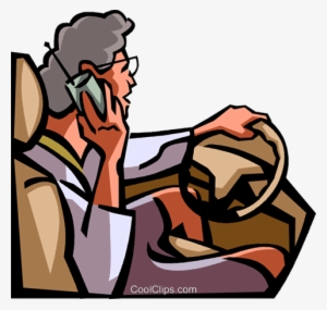 driving while talking on her cell phone royalty free - using mobile phone while driving cartoon
