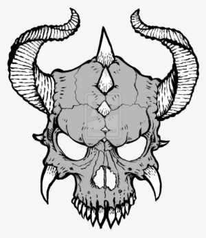Drawn Horns Skull - Cool Skulls To Draw