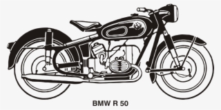 Bmw R253 Year 1953 Clipart Icon Png - Vintage Motorcycle Print Black And White
