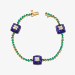 Diamond And Lapis Emerald Pyramid Bracelet - Porte Nom De Table