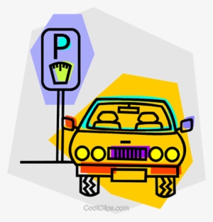 Car Parked At A Parking Meter Royalty Free Vector Clip - Parking