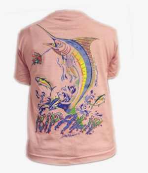 Youth Pink Short Sleeve Graphic Fishing Tee - Sleeve