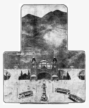 Arthur Scholz Twin Peaks Tunnel Rendering, July 1910 - Monochrome