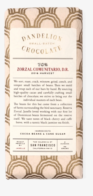 Zorzal Comunitario, Dominican Republic 70% 2016 Harvest - Dandelion Chocolate, Inc.