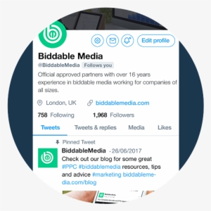 Biddable Media Twitter Profile - Twitter