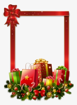 Red Large Christmas Transparent Png Photo Frame With - Christmas Border Transparent Background