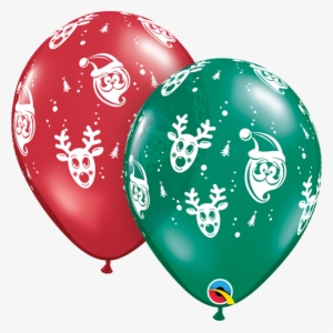 Globos Navidad Látex - Christmas Balloons - 11" Santa & Rudolph (6pcs)