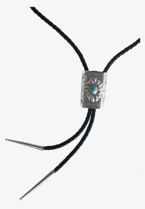 Sterling Silver, Turquoise And Black Leather Bolo Tie - Bolo Tie