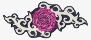 Pink Rose And Thorns 10" X 4" Reflective Embroidered - Rose