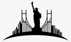 Vinilo Decorativo Viajes Monumentos De Nueva York - Statue Of Liberty Skyline Silhouette