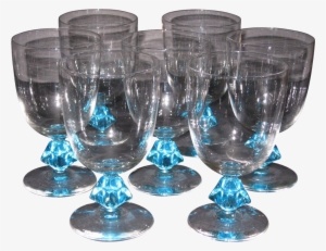 Bryce Aquarius Water Glasses, Crystal With Cerulean - Snifter