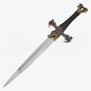 Antique Gold Medieval Dragon Dagger - Antique Dagger