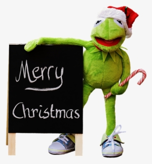 Kermit, Frog, Isolated, Christmas, Santa Hat, Cute - Kermit Christmas Png