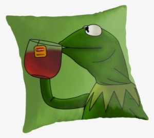 Kermit Sipping Tea Redesign - Throw Pillow