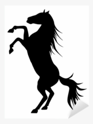 Rearing Up Graceful Black Silhouette Horse, Vector - Rearing Horse Silhouette