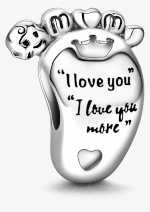 "i Love You More" Baby Foot Charm Silver - Silver