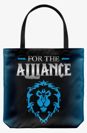 World Of Warcraft "for The Alliance" Tote Bag - Horde Alliance Badge Banner Flag Orc Emblem Poster