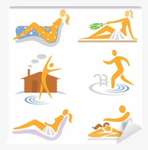 Wellness Sauna Spa Massage Icons Wall Mural • Pixers® - Массаж Клипарт Вектор