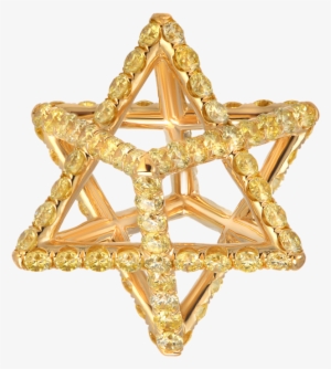 Merkaba Light Yellow Gold Pendant Necklace With Fancy - Merkaba Yellow Diamond 18k Gold Pendant Drop Necklace