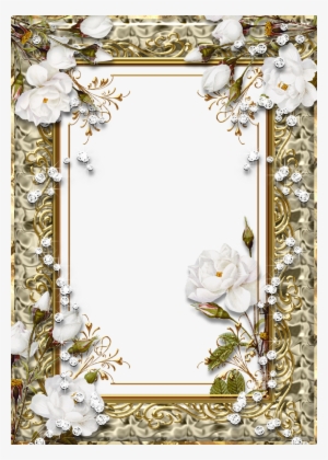 Photo Frame Roses In Gold - Pendentif Cristal De Roche Extra Béliere En Argent