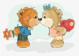 Couples T-shirts For Valentine's Day - Kiss Teddy Clipart