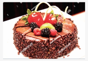 Christmas Chocolate Fruit Cake - Chocolate Cake With Fruit Png