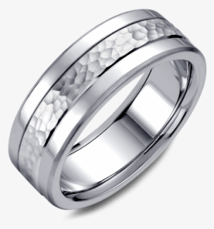 Fashion Rings - Titanium Hammered Wedding Band Ring