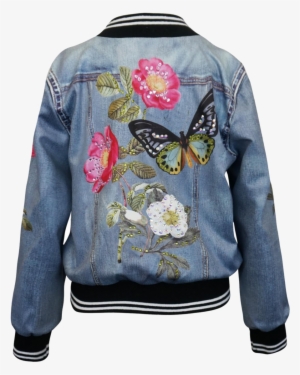 Price - $60 - - Hannah Banana Bomber Jacket With Butterflies