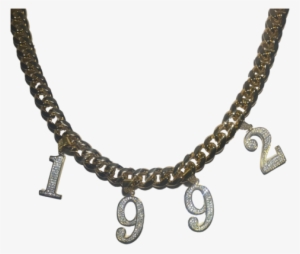 Crystal Birth Year Cuban Link Necklace Gold - Svart Halskedja Herr