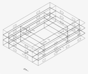 Isometric View Of The Office Building Model - Line Art