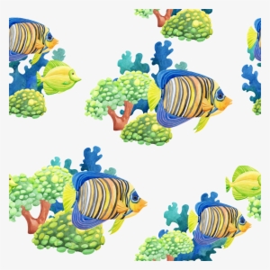 Hand Drawn Western Pacific Coral Reef Sea Background - Sea