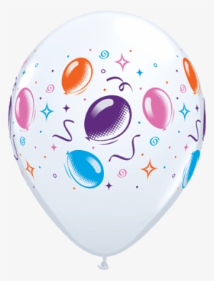 11" Redondo Blanco, Globos De Fiesta Con Serpentinas - Party Balloons And Streamers Balloons - Pack Of 25