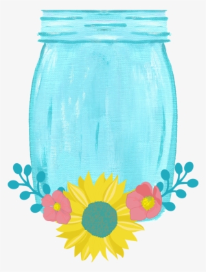 Drawn Mason Jar Sunflower Png - Sunflower