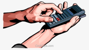 Hand With Calculator Royalty Free Vector Clip Art Illustration - Hand Holding A Calculator