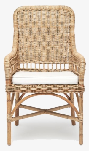 Wicker Arm Chair With Cushion Front View - Chair