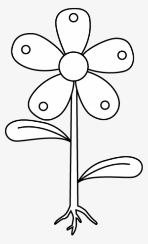 Black And White Flower Garden Clipart - Flower With Roots Outline