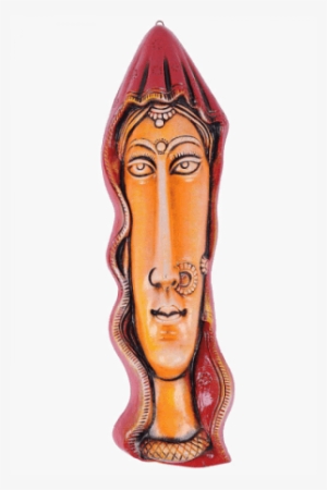 Man Woman Face Terracotta Wall Hanging - Carving