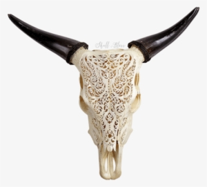 Cow Skulls Small Horns - Tribal Animal Skull Engravings