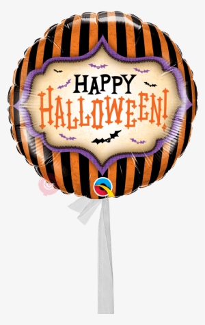 Happy Halloween Spooky Bats-single Balloons - Halloween Stripes 18 Inch Foil Balloon