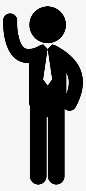 Standing Business Man With Tie And Right Arm Raised - Money Stick Figure Png