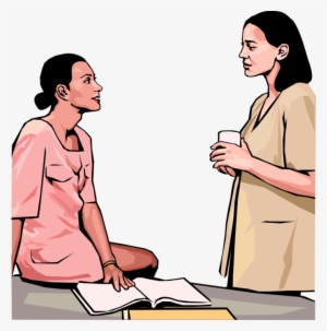 Vector Illustration Of Two Business Woman Meet And - Clinical Supervision